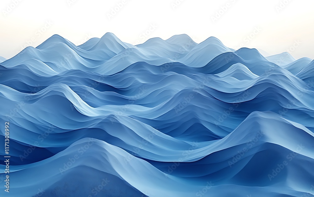 Fototapeta premium Abstract blue wavy landscape. (1)