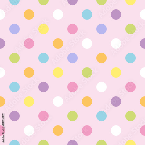 Polka Dot pattern, Colorful seamless texture.