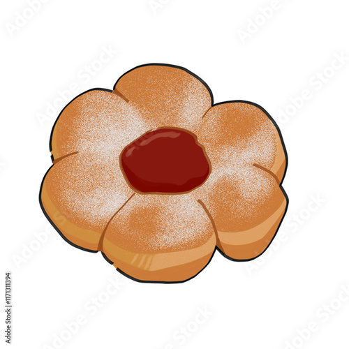 sweet bun with red berry jam