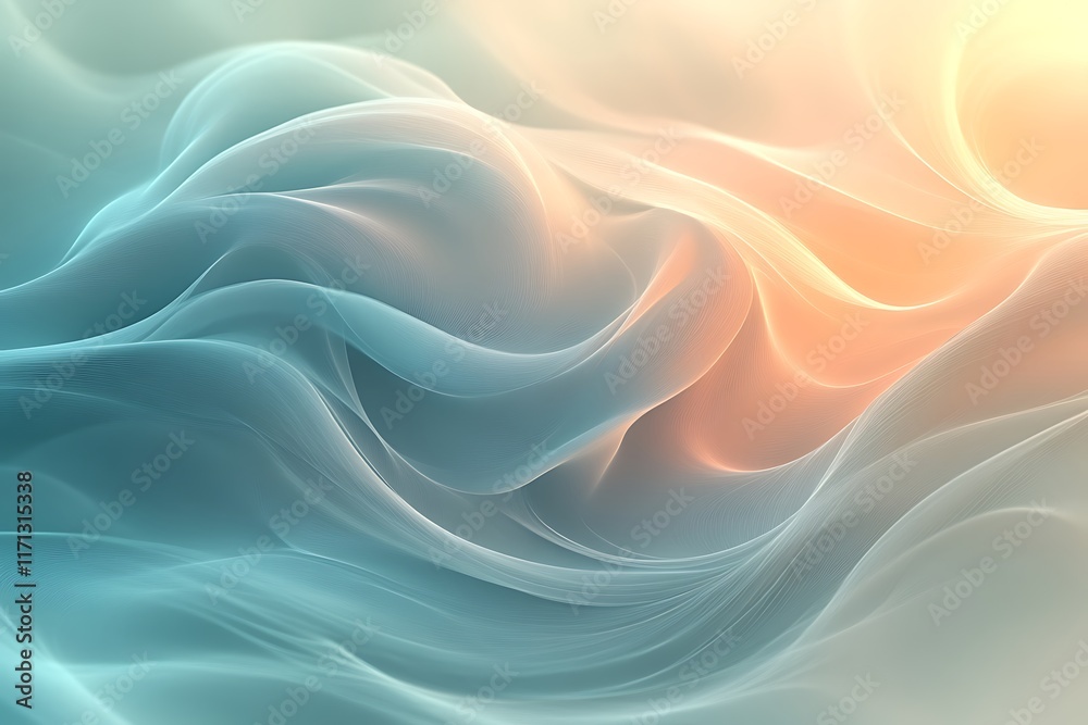 Obraz premium Abstract teal and orange wave background.