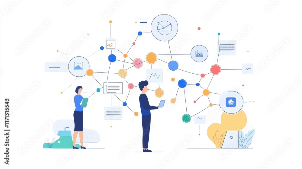 Network theme information technology a creative mind map chart clipart, brainstorming process element, colorful connected nodes, flat design, isolated on white background Network theme information technology a creative mind map chart clipart, brainstorming process element, colorful connected nodes, flat design, isolated on white background
