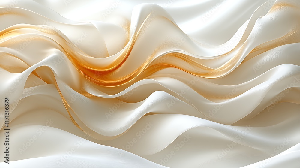 Obraz premium Abstract cream and gold fabric waves.