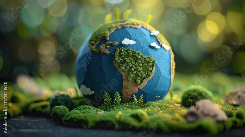 Colorful Globe and Eco-Friendly Environment for World Environment and Earth Day photo