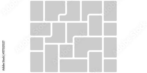 Collage image frame grid template. Rectangle card graph showcase layout. User game dashboard mockup bento design. Advertisement material photo mockup pattern. Blank square business data bar column.
