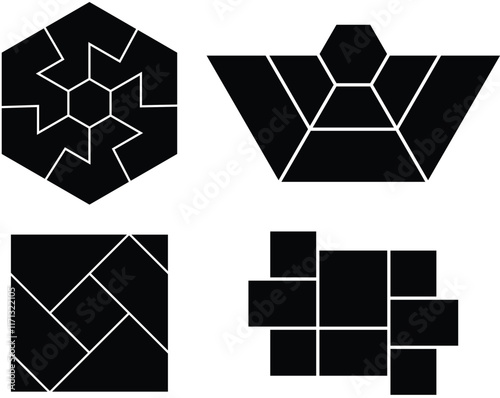 set of 4 empty collage photo vector template. Picture moodboard album texture for presentation. Portfolio and background layout. 