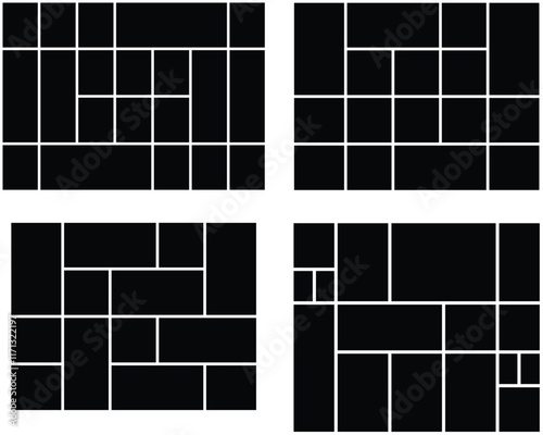 Wallpaper Mural set of 4 empty collage photo vector template. Picture moodboard album texture for presentation. Portfolio and background layout.  Torontodigital.ca