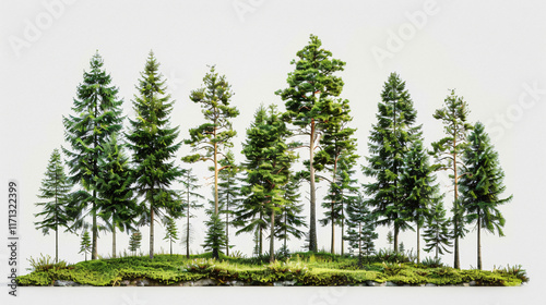 Woodland Scene on White Background
