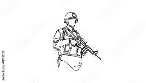 military man line art