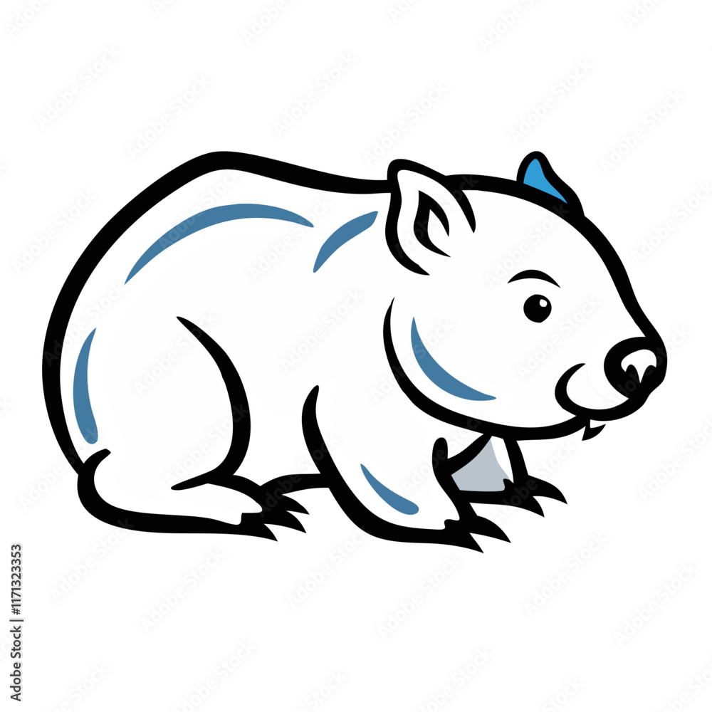 Obraz premium Illustration of a cartoon wombat sitting