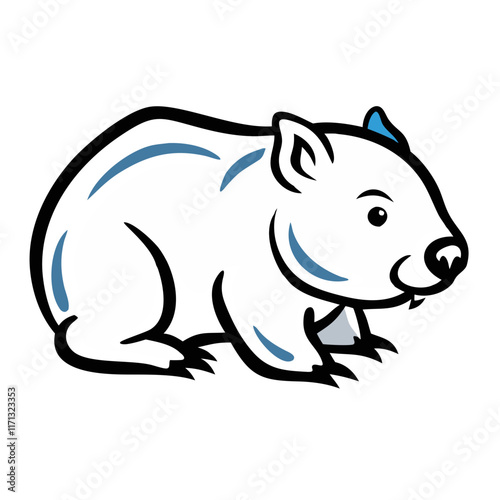Illustration of a cartoon wombat sitting