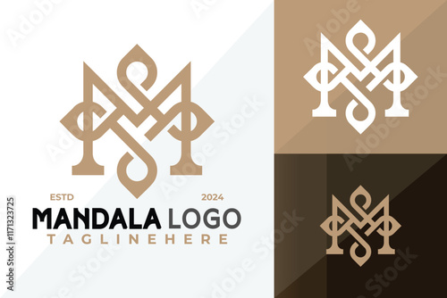 Letter M Mandala Logo Icon Vector Design Illustration