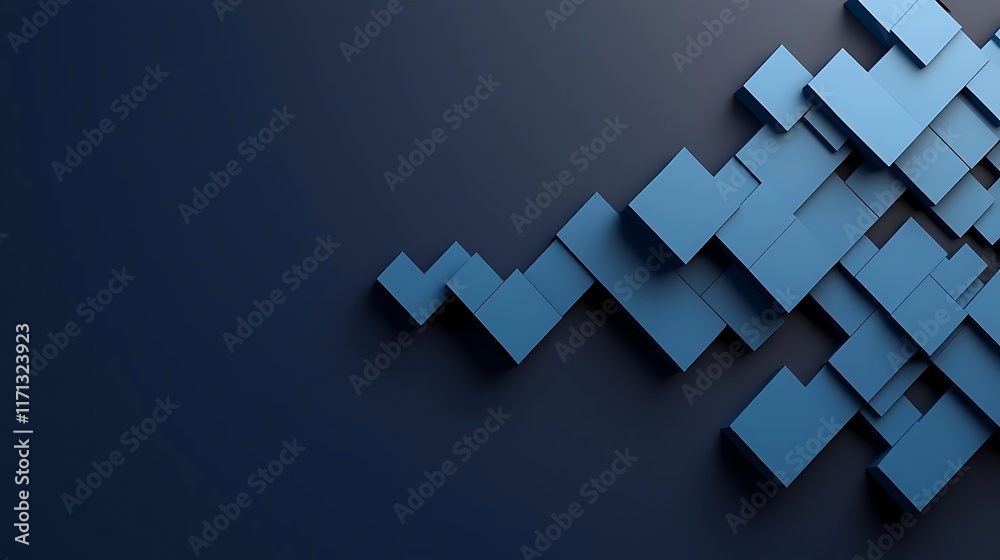 Fototapeta premium A modern abstract design featuring blue geometric shapes against a dark background, creating a visually striking composition.