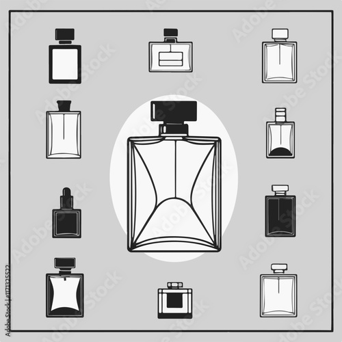 Monochrome Perfume Design Set, mockup