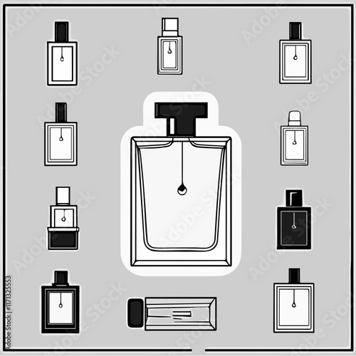 Monochrome Perfume Design Set, mockup