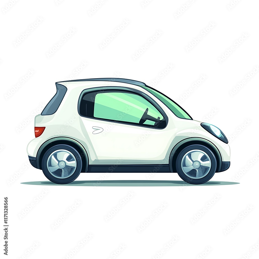 Compact Electric Car Side View Illustration Compact Electric Car Side View Illustration