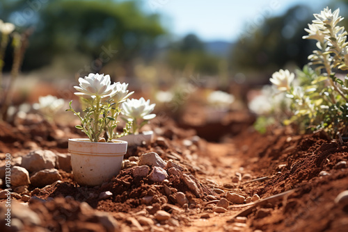 Illustrates untapped potential and limitless opportunities found in white soil, symbolizing a fresh and uncharted start photo