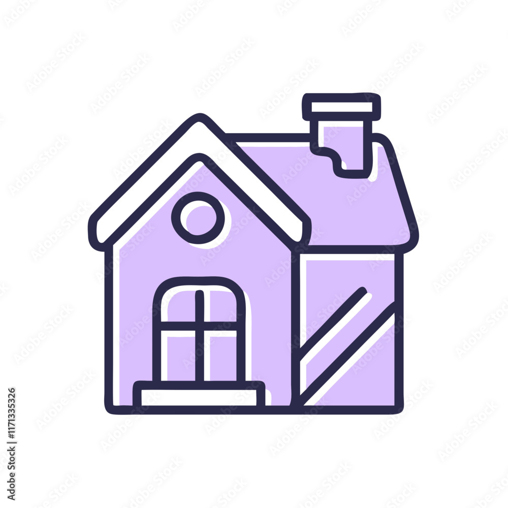 Purple House Icon Outline