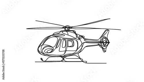 helicopter in flight line art 