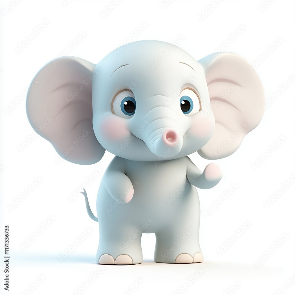 Adorable Baby Elephant Cartoon 3d Render Illustration Adorable Baby Elephant Cartoon 3d Render Illustration