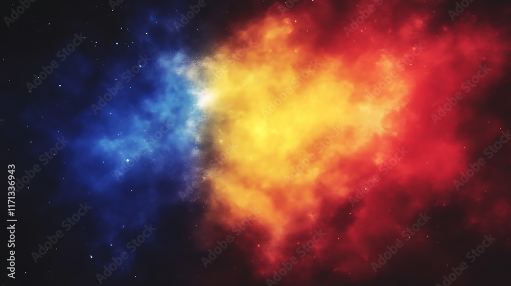 Fototapeta premium Abstract cosmic nebula with blue and red hues.