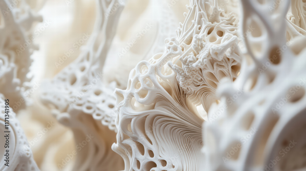 Close up of intricate 3D printed designs showcasing detailed textures and patterns. delicate structures create mesmerizing visual effect, highlighting advanced technology in design Close up of intricate 3D printed designs showcasing detailed textures and patterns. delicate structures create mesmerizing visual effect, highlighting advanced technology in design