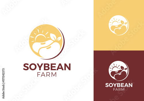 soybean farming logo. agriculture, food, health, drink symbol vector design