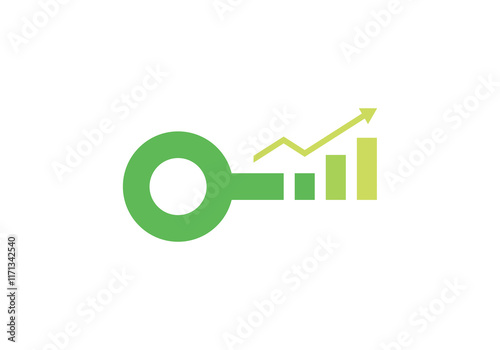 arrow chart with key logo design. creative diagram finance symbol icon vector
