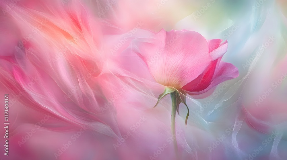 A Delicate Pink Rose in a Soft Dreamlike Setting A Delicate Pink Rose in a Soft Dreamlike Setting