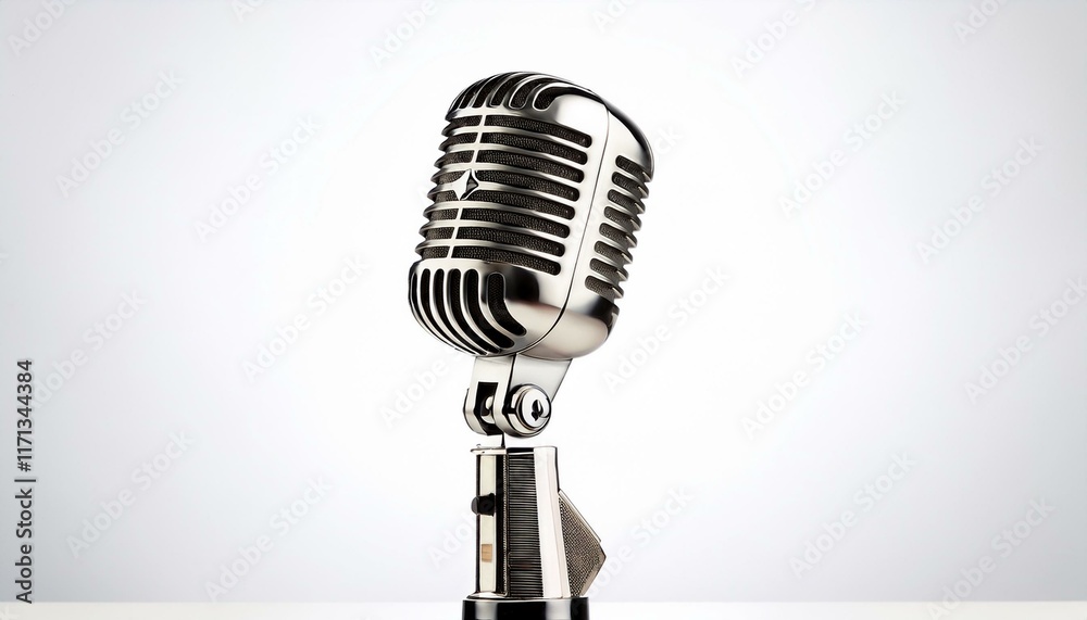 Fototapeta premium vintage metal microphone on white background