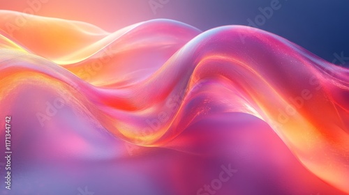 Abstract flowing vibrant pink, orange, and yellow waves.