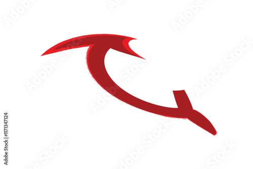 hand drawn red arrow icon pointing up right direction