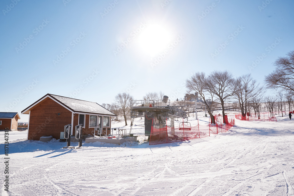 Naklejka premium Kulun Nao Ski Resort, Guyuan County, Hebei Province, China