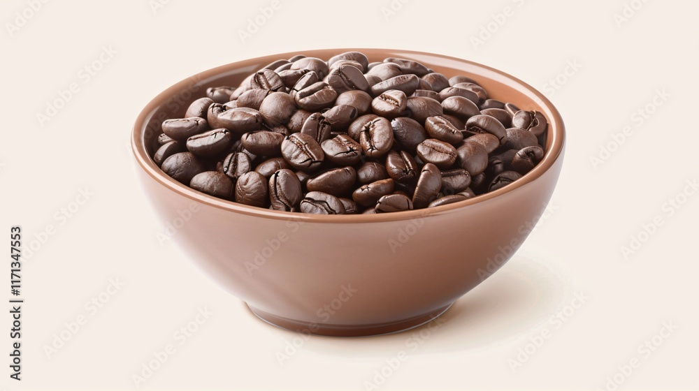 A bowl full of aromatic coffee beans on a rustic wooden surface. A bowl full of aromatic coffee beans on a rustic wooden surface.