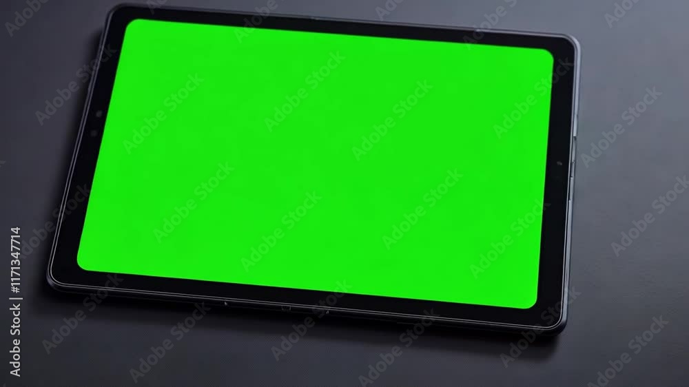 This sleek tablet displays a solid green screen, ideal for multiple digital uses and creative tasks. This sleek tablet displays a solid green screen, ideal for multiple digital uses and creative tasks.