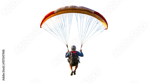 back side flying on a paraglider isolated on white background PNG.AI GENERATED