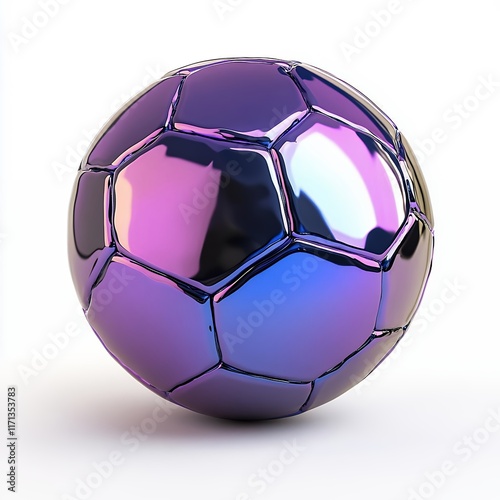 Shiny Metallic Soccer Ball Purple and Blue Iridescent Design photo