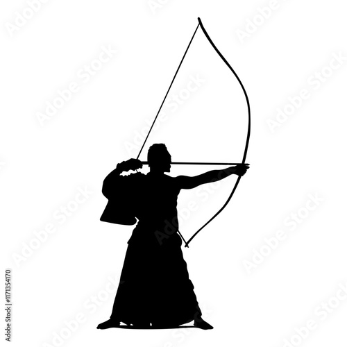 traditional archer silhouette vector design illustrator