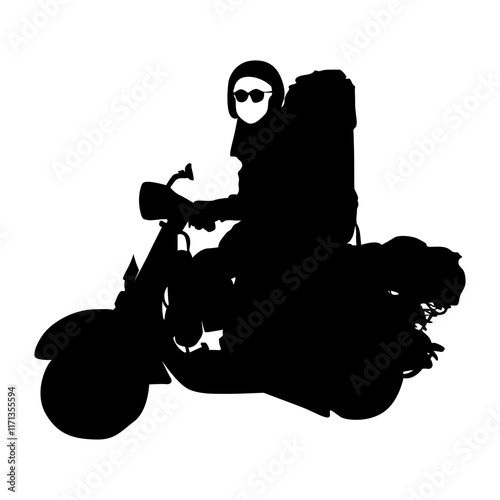 female rider silhouette vector design illustrator