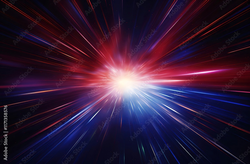 Abstract light burst, red, blue, white streaks. Abstract light burst, red, blue, white streaks.