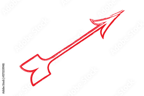 pointing right side direction red arrow icon hand drawn vector isolated.Brush stroke arrows. Rough paintbrush marks messy paint splatter textures, hand drawn graffiti pointers.