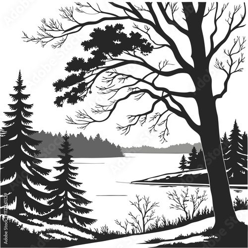 winter landscape with trees
