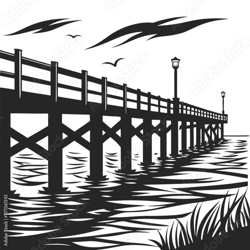 seagulls on the pier