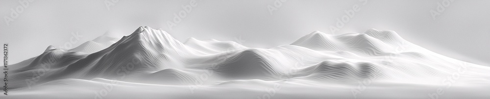 Serene Monochrome Mountain Range Abstract 3D Render Serene Monochrome Mountain Range Abstract 3D Render