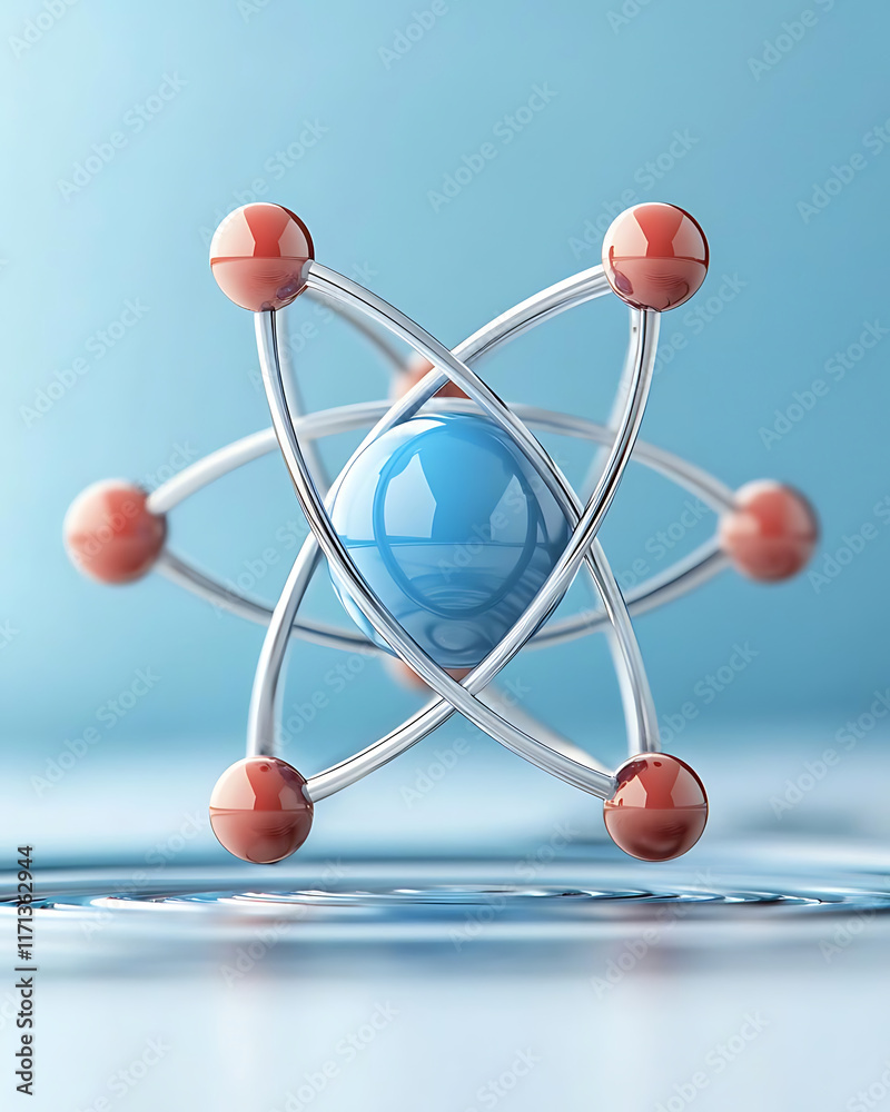 Renewable atom models. Modern atomic structure with vibrant colors and intricate details Renewable atom models. Modern atomic structure with vibrant colors and intricate details