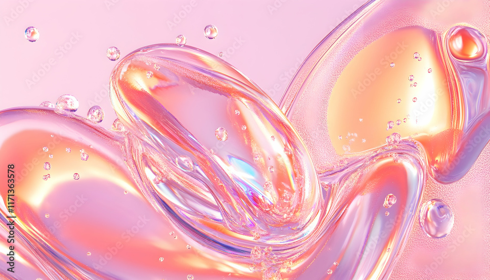 Pink Iridescent Liquid Abstract 3D Background Pink Iridescent Liquid Abstract 3D Background