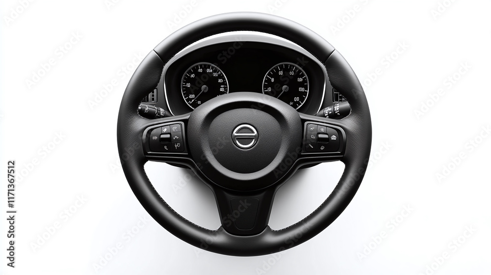 Black car automobile steering wheel isolated on white background. travel and transport vehicle drive, driving school student, automotive license, road, round circular object. Black car automobile steering wheel isolated on white background. travel and transport vehicle drive, driving school student, automotive license, road, round circular object.