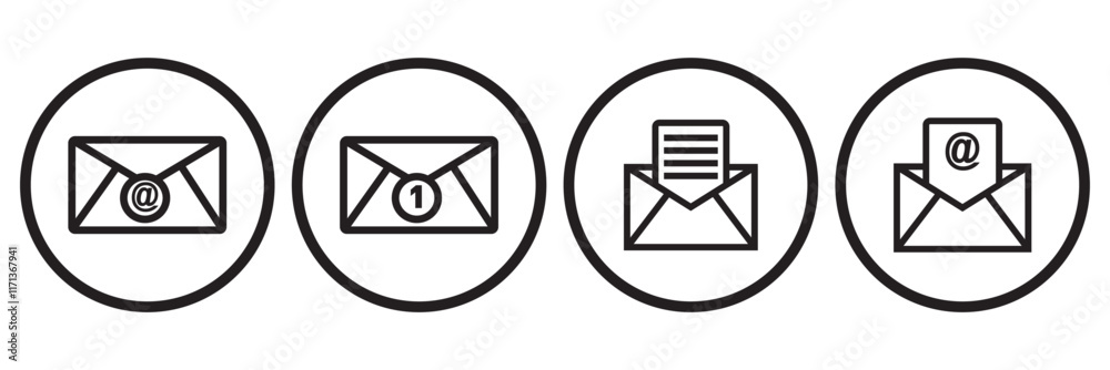 set of mail icon thin line style. envelope, message, email icon. vector illustration set of mail icon thin line style. envelope, message, email icon. vector illustration