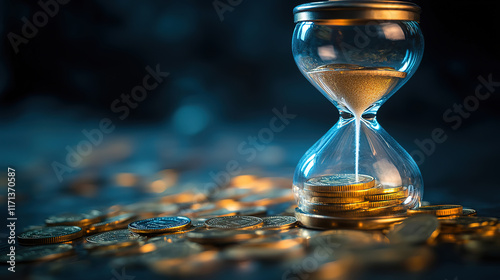 Hourglass Filled with Euro Coins Reflecting Time’s Value