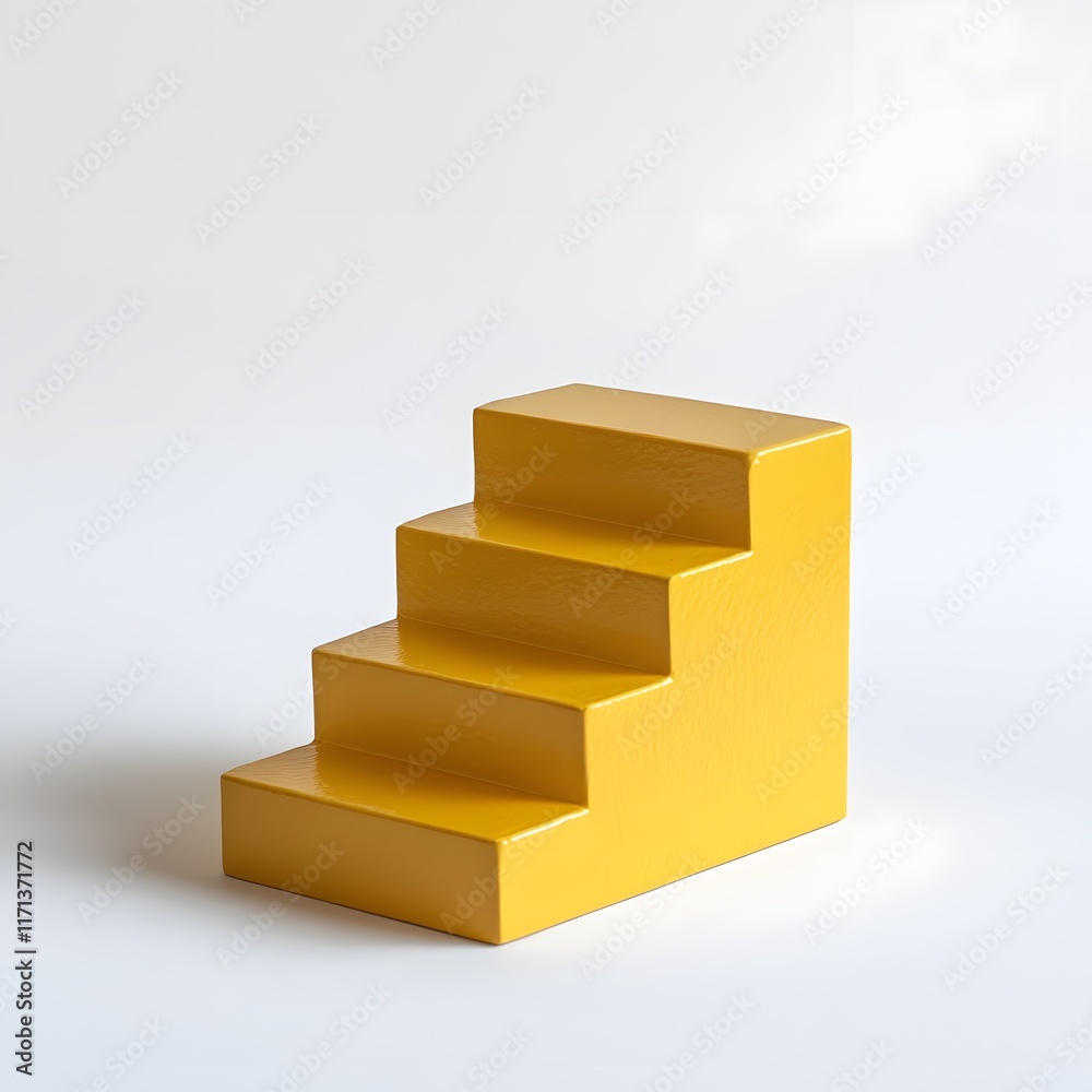 Tiny Four Step Yellow Staircase on Clean White Background Tiny Four Step Yellow Staircase on Clean White Background