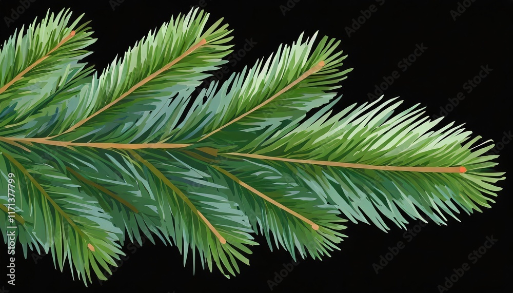 Fototapeta premium Realistic Green Fir Spruce Branch Illustration for Christmas Cards and New Year Parties Perfect for Holiday Celebrations and Seasonal Greetings